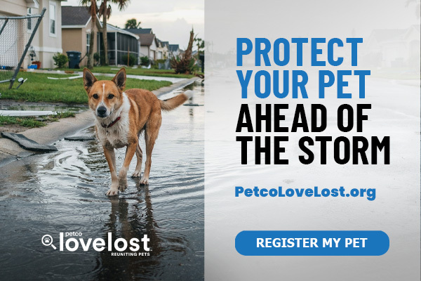 PetCo Love Lost - Protect your pet ahead of the storm. petcolovelost.org - Register my pet
