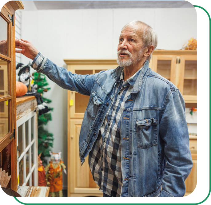 Man shopping in a thrift store
