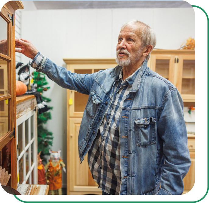Man shopping in a thrift store